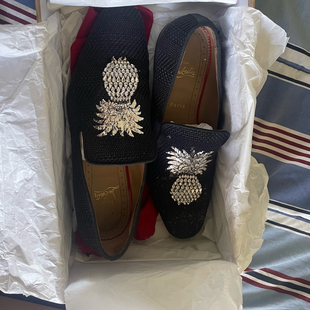 Christian Louboutin Dandanas Flat Tresse Vimi Crystal Pineapple Flat Men Shoes